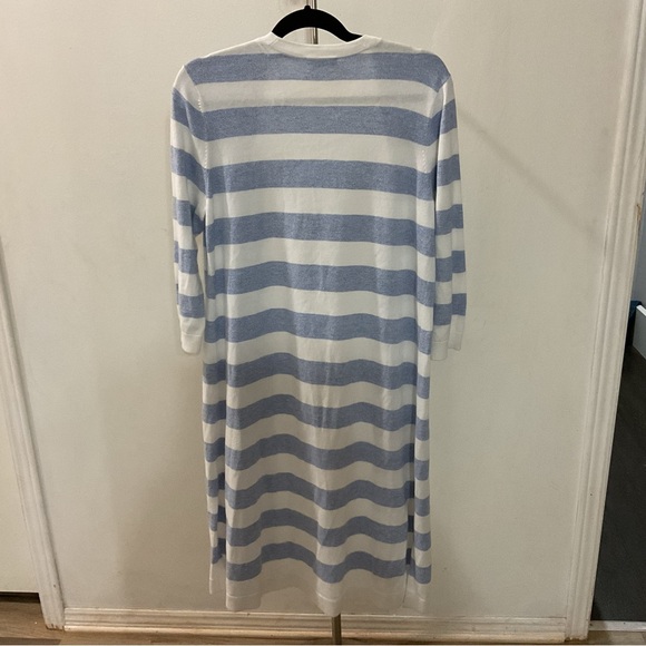 Talbots Blue White Straps Long Cardigan Size M - Picture 6 of 8